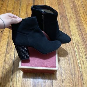 Michael Kors suede booties with embellished heel